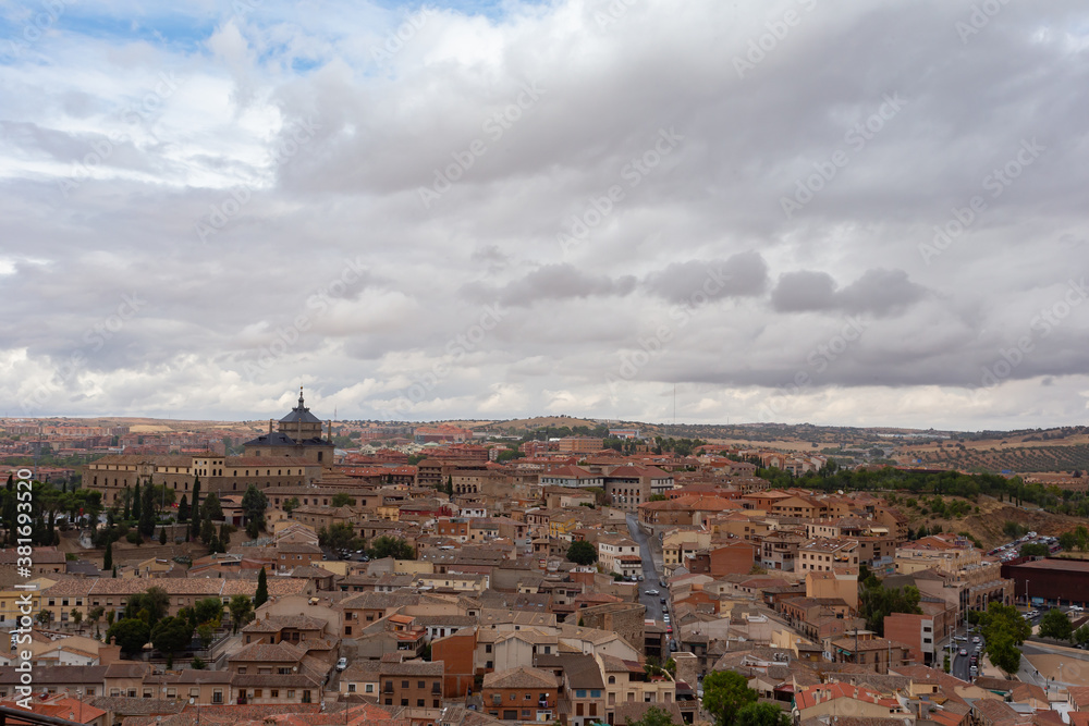 Landscape of the city of Toledo with the Tagus river and the Alcazar of Toledo