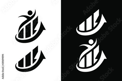 Barchart up and barchart people concept. Very suitable in various business purposes, also for icon, symbol, logo and many more.