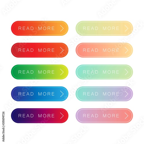 Set of Read More button with gradient color trendy vector template.