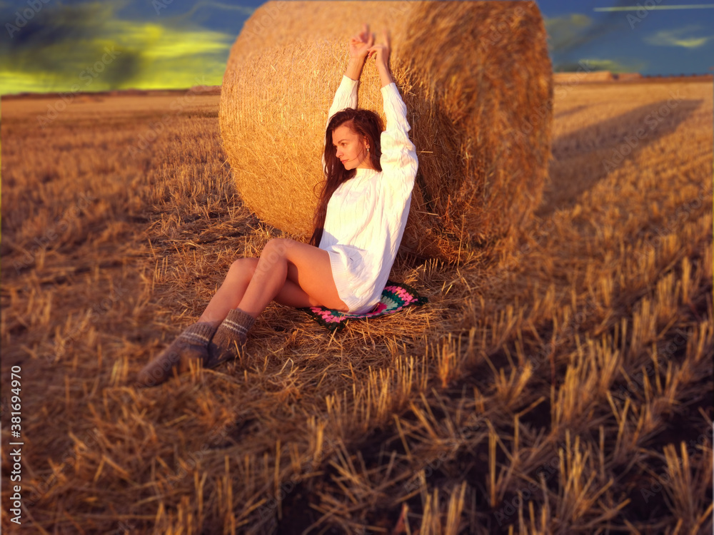 Girl in the fields on an autumn evening Girl in the fields on an autumn evening