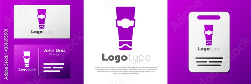 Logotype Tube of toothpaste icon isolated on white background. Logo design template element. Vector.
