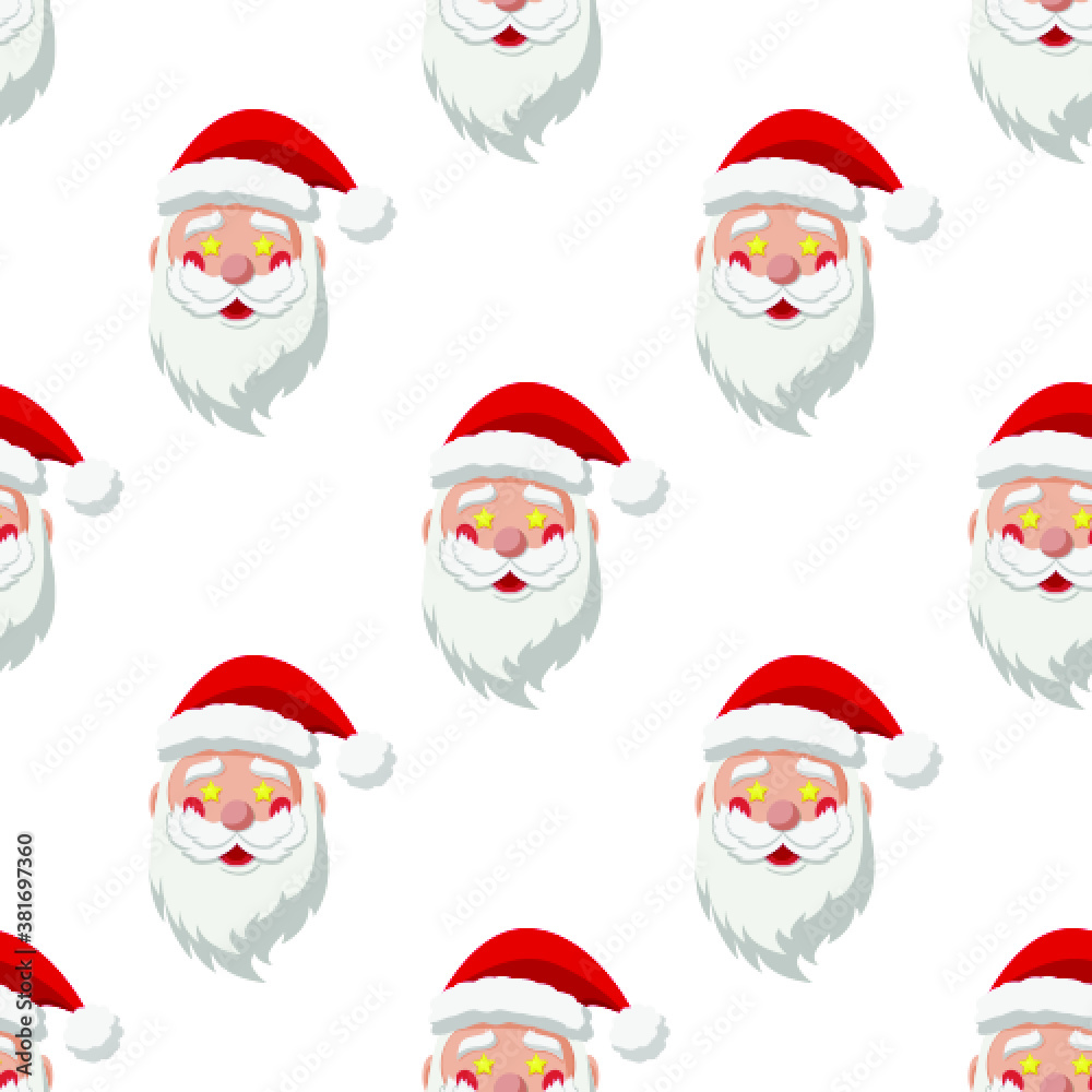 Seamless pattern. noel illustration. Santa Claus with stars in eyes in transparent background Seamless pattern. noel illustration. Santa Claus with stars in eyes in transparent background