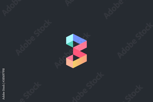 Minimal Geometrical Letter B Dark Background Logo Template