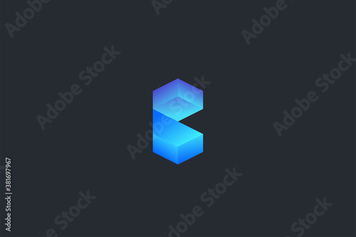 Minimal Geometrical Letter B Dark Background Logo Template