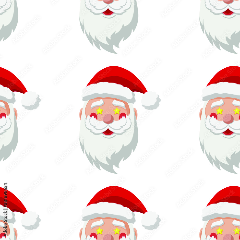 Seamless pattern for Christmas with Santa Claus with star in eyes. Childish background. Vector Illustration on transparent background Seamless pattern for Christmas with Santa Claus with star in eyes. Childish background. Vector Illustration on transparent background