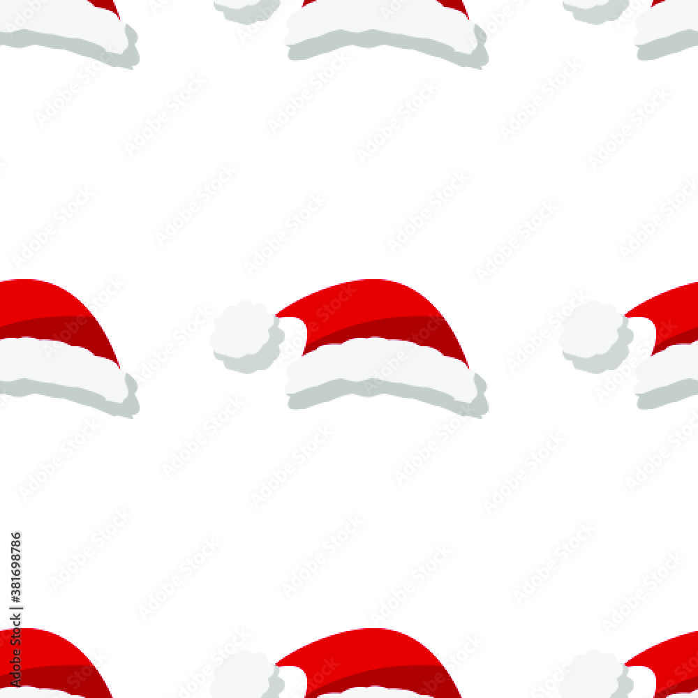 Seamless pattern for Christmas with traditional Santa Claus hat. Childish background. Vector Illustration on transparent background Seamless pattern for Christmas with traditional Santa Claus hat. Childish background. Vector Illustration on transparent background