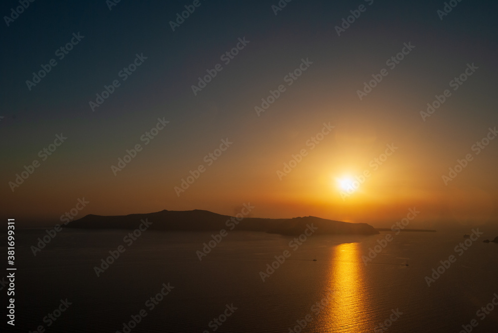 Beautiful sunset on the island of Santorini