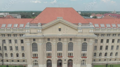 Birdseye view footage of the University of Debrecen / Debreceni Egyetem in Debrecen, second largest city and a major cultural center of Hungary photo