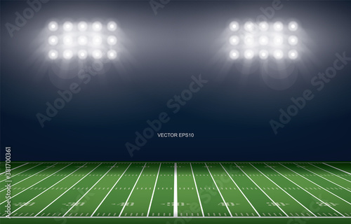 American football field stadium background. With perspective line pattern of american football field. Vector.