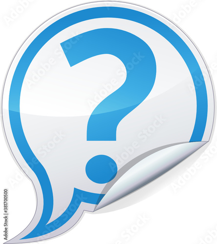 Sticker bulle de dialogue point d'interrogation avec contour