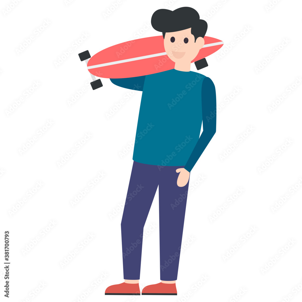 Skateboarding Flat Character