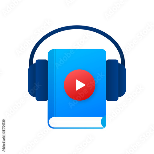Concept audio book for web page, banner, social media. Vector illustration.
