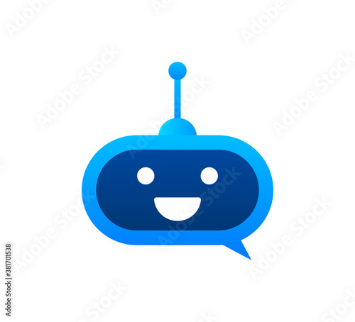 Robot icon. Bot sign design. Chatbot symbol concept. Voice support service bot. Online support bot. Vector illustration.