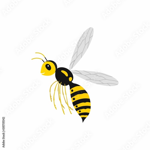 Wasp insect. Vector illustration Isolated on white background.