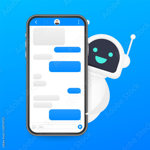Robot icon. Bot sign design. Chatbot symbol concept. Voice support service bot. Online support bot. Vector illustration.