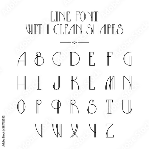 Lined hipster styled trendy font with minimalistic thin shapes