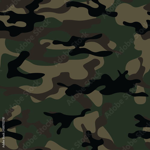 
Green dark military camouflage vector background with black spots for textiles.