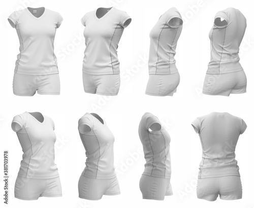 3D pattern sports uniform t-shirt and shorts for design on white background