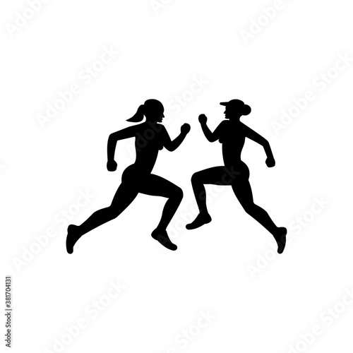 Girl exercise icon (vector illustration)