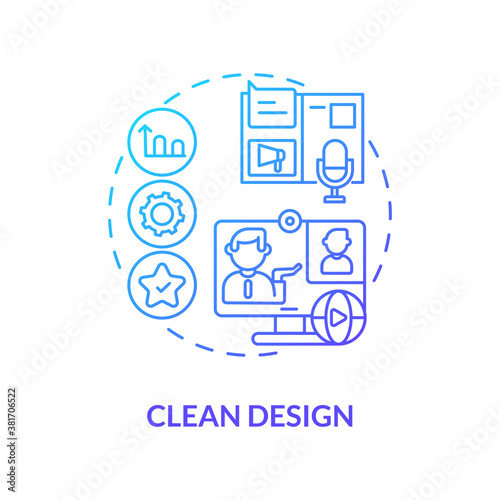 Clean design concept icon. App feature idea thin line illustration. Minimalist interface design. Applications building. Clean layout. Simple, intuitive app. Vector isolated outline RGB color drawing