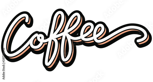 Coffee vector logo, typography, sign in black and white. Advertising poster or template design. Modern lettering logotype, coffee signboard. Design elements. Vector illustration.