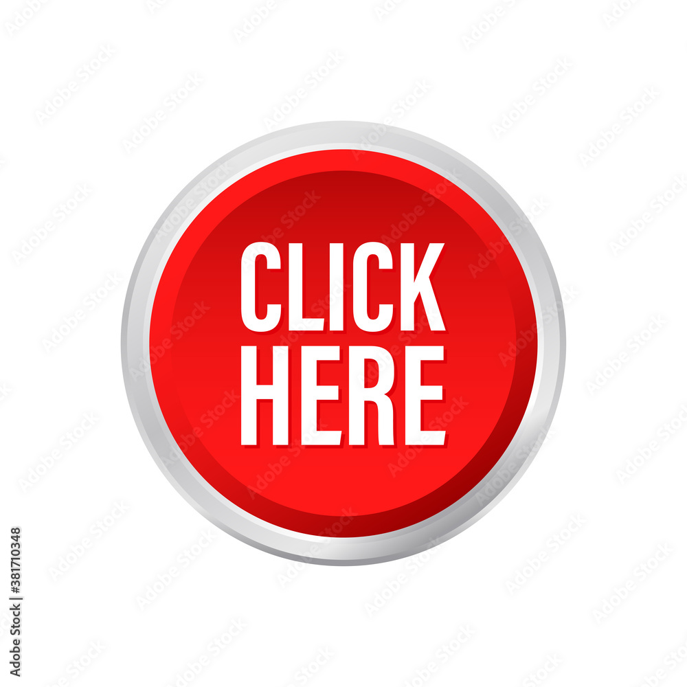 Click here button. Promotion sign. Vector stock illustration. Векторный  объект Stock | Adobe Stock