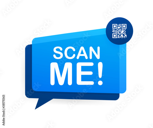 QR code for smartphone. Inscription scan me with smartphone icon. Qr code for payment. Vector illustration photo