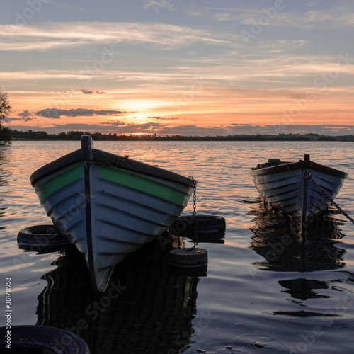 Sunset at lough Owel ,lake near Mullingar town