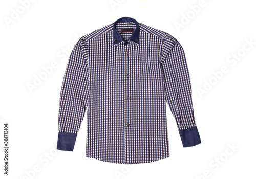 Plaid blue shirt isolated on white background