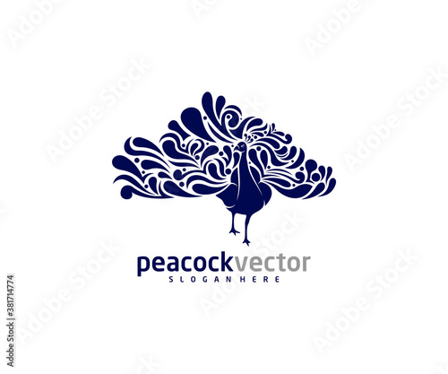 Peacock logo design vector template, Peacock bird illustration