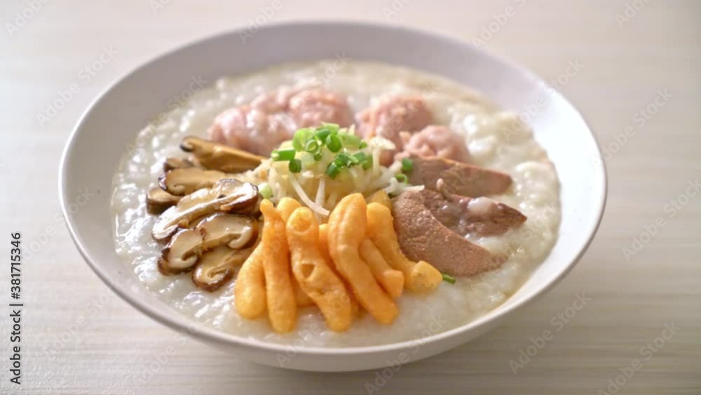 Pork Congee or Porridge with Pork bowl Pork Congee or Porridge with Pork bowl