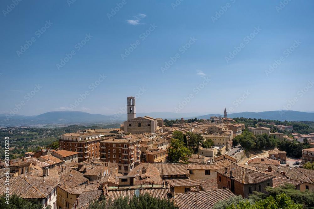 Perugia skyline in the sunshine day. Italy