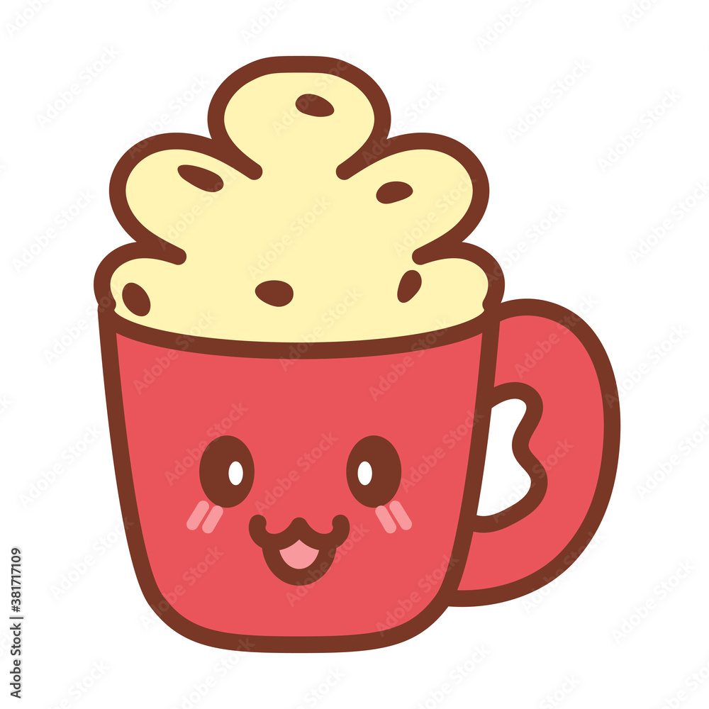 Cup of chocolate cartoon with marshmallows. Christmas icon - Vector Cup of chocolate cartoon with marshmallows. Christmas icon - Vector
