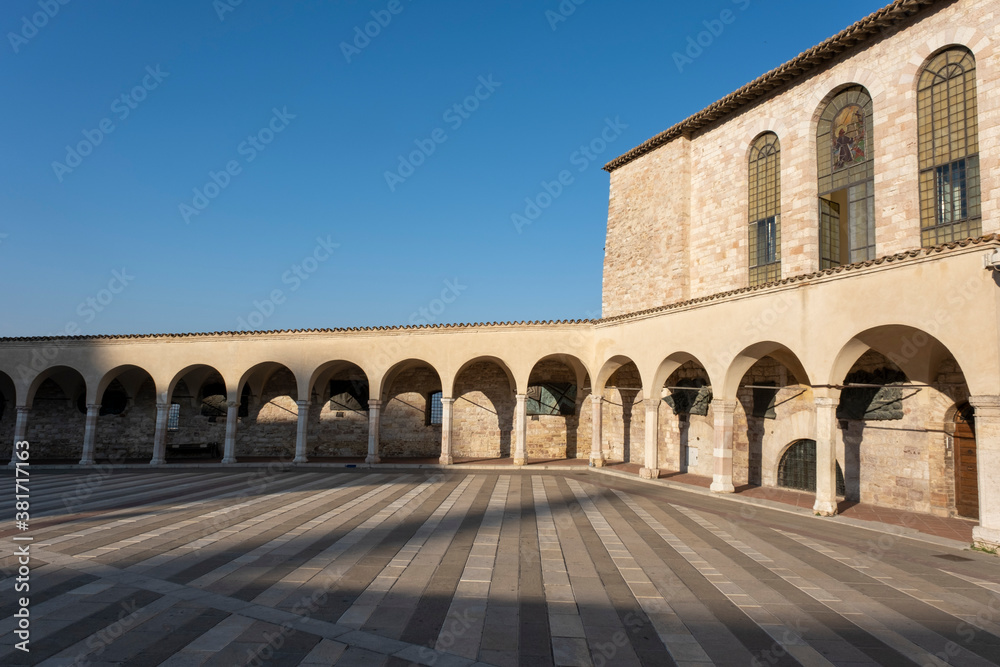 Assisi external of St. Francis basilica, one of the most important Italian religious sites
