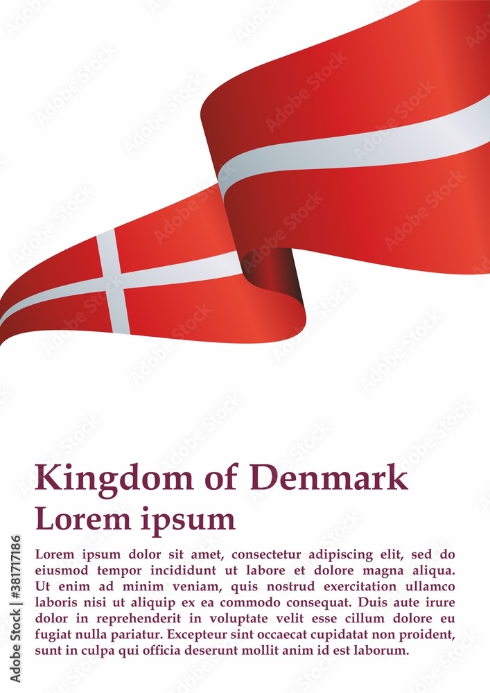 Flag of Denmark, Kingdom of Denmark. Template for award design, an official document with the flag of Denmark. Bright, colorful vector illustration. Flag of Denmark, Kingdom of Denmark. Template for award design, an official document with the flag of Denmark. Bright, colorful vector illustration.