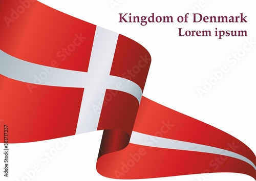 Flag of Denmark, Kingdom of Denmark. Bright, colorful vector illustration.