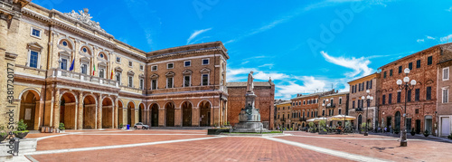 Panoramic view of  the  Giacomo Leopardi Square in the historic center of Recanati photo