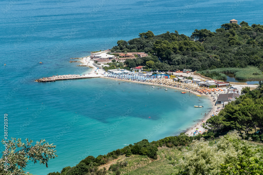 The beach of Portonovo in the Adriatic Sea