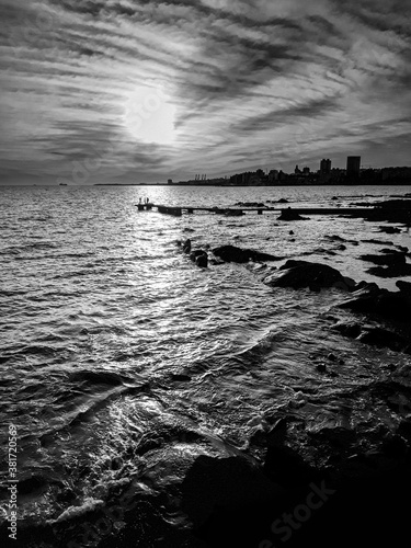 Coastal Sunset Scene at Montevideo City, Uruguay photo