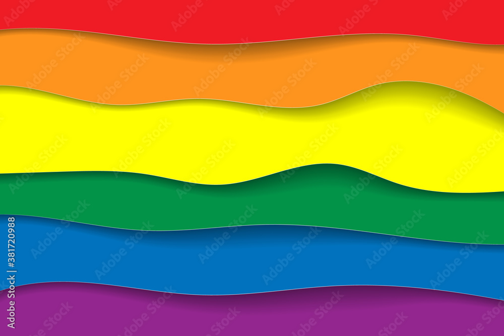LGBT symbol. Sexual identity pride flag. Flag gender sexe gay, transgender, bisexual, asexal and others. Vector illustration. Abstract concept. Origami style.