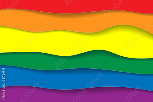 LGBT symbol. Sexual identity pride flag. Flag gender sexe gay, transgender, bisexual, asexal and others. Vector illustration. Abstract concept. Origami style.