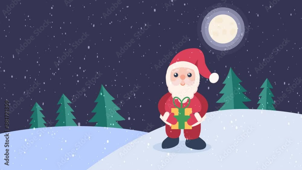 Santa claus give a gift. Cartoon Christmas Animation Santa claus give a gift. Cartoon Christmas Animation