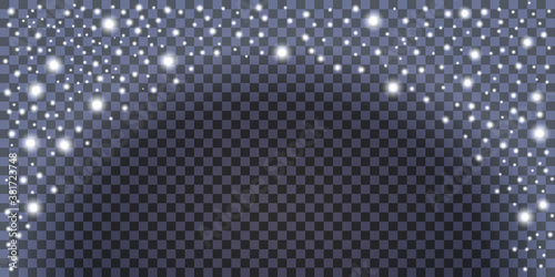 Winter snow glitter, falling snowflakes Christmas decoration. Vector illustration