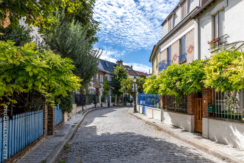 Paris, France - September 9, 2020: Beautiful old house, like in the countryside, in the center of Paris, in the area called 