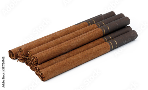 Bunch of cigarettes isolated on white background