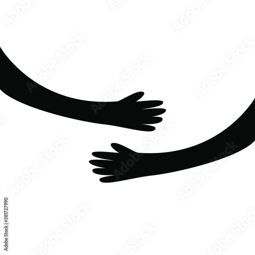 Hugging hands. Arm embrace, belief togetherness unique relationship hugged hands vector isolated concept