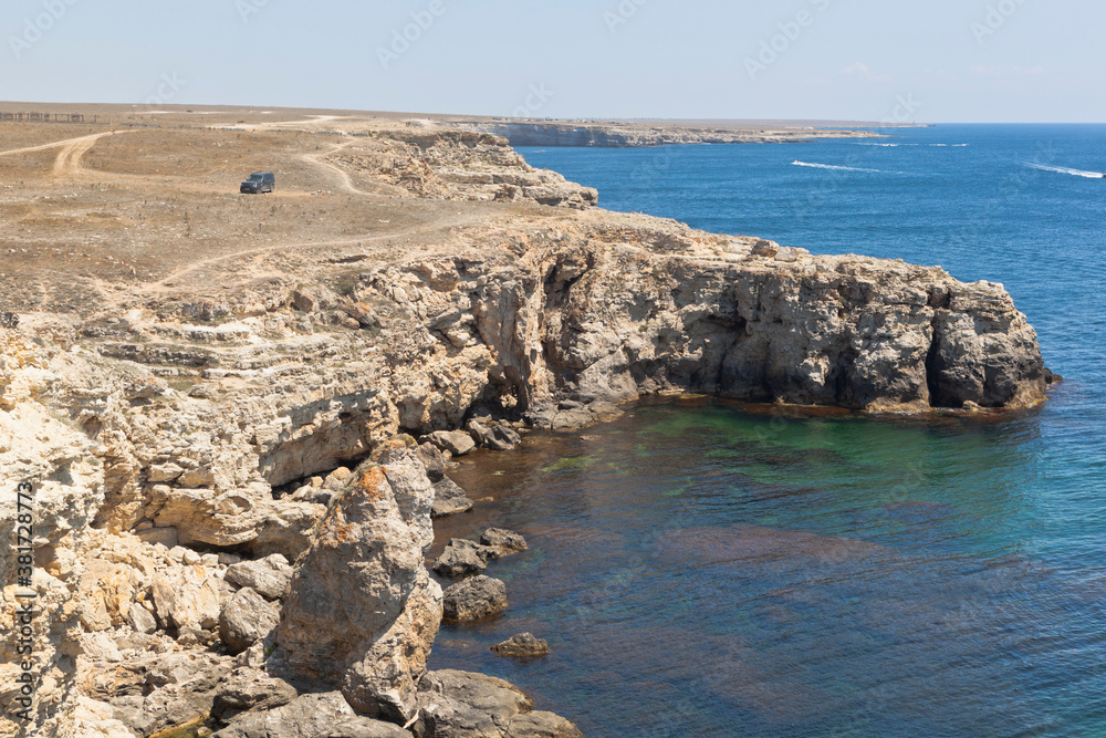Landscape of rocky coast of Tarkhankut peninsula, Crimea
