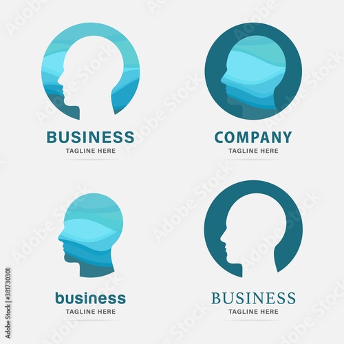Abstract logo profile human head in circle. Flat colorful design template for consulting logo, education courses, icon businessman, sign for identity digital and technology company.Vector illustration