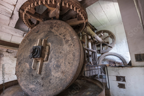 wooden gearing of a historic watermill