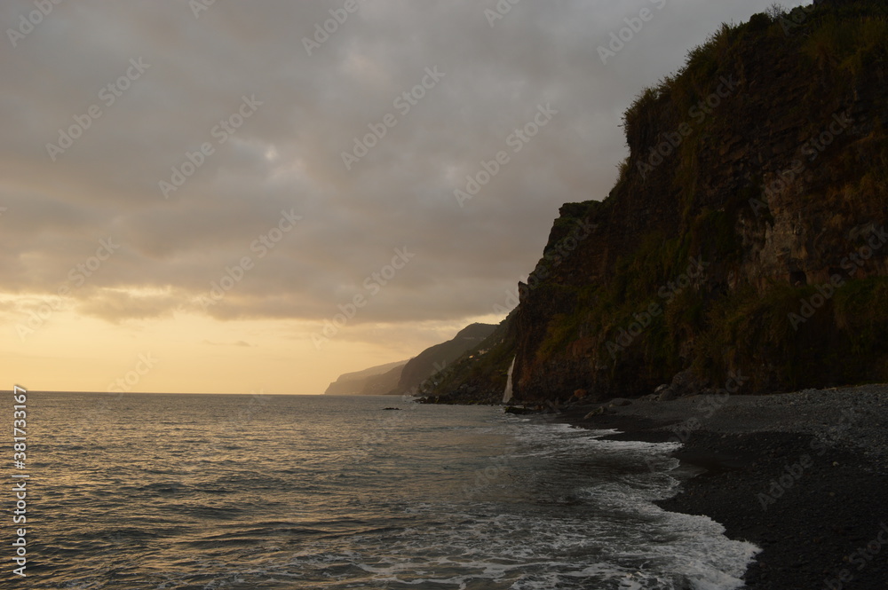 Hiking along the coast, by the waterfalls and in the green levadas of Madeira Island in Portugal Hiking along the coast, by the waterfalls and in the green levadas of Madeira Island in Portugal